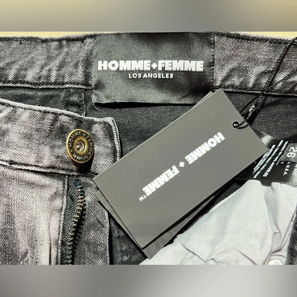 Homme+Femme‎ distressed faded black skinny jeans pants men’s waist 26 made L.A.